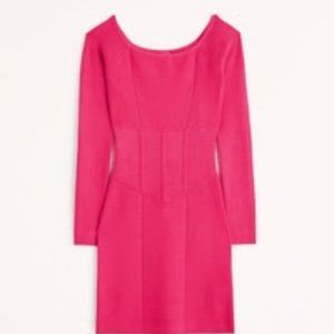 NWT Abercrombie Off-The-Shoulder Corset Mini Dress, Long Sleeve, Pink, XL